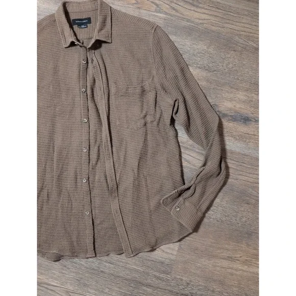 Cotton on Garments Men's Button Down Shirt Waffle Brown Small - Picture 5 of 16